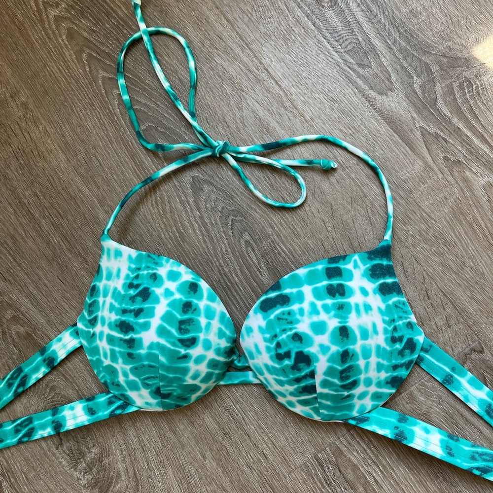 VS Pink Turquoise & White Size Small Push Up Bikini Top Tie Dye
